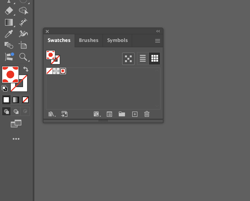 The Swatches panel in Adobe Illustrator, showing our newly created pattern as a swatch.