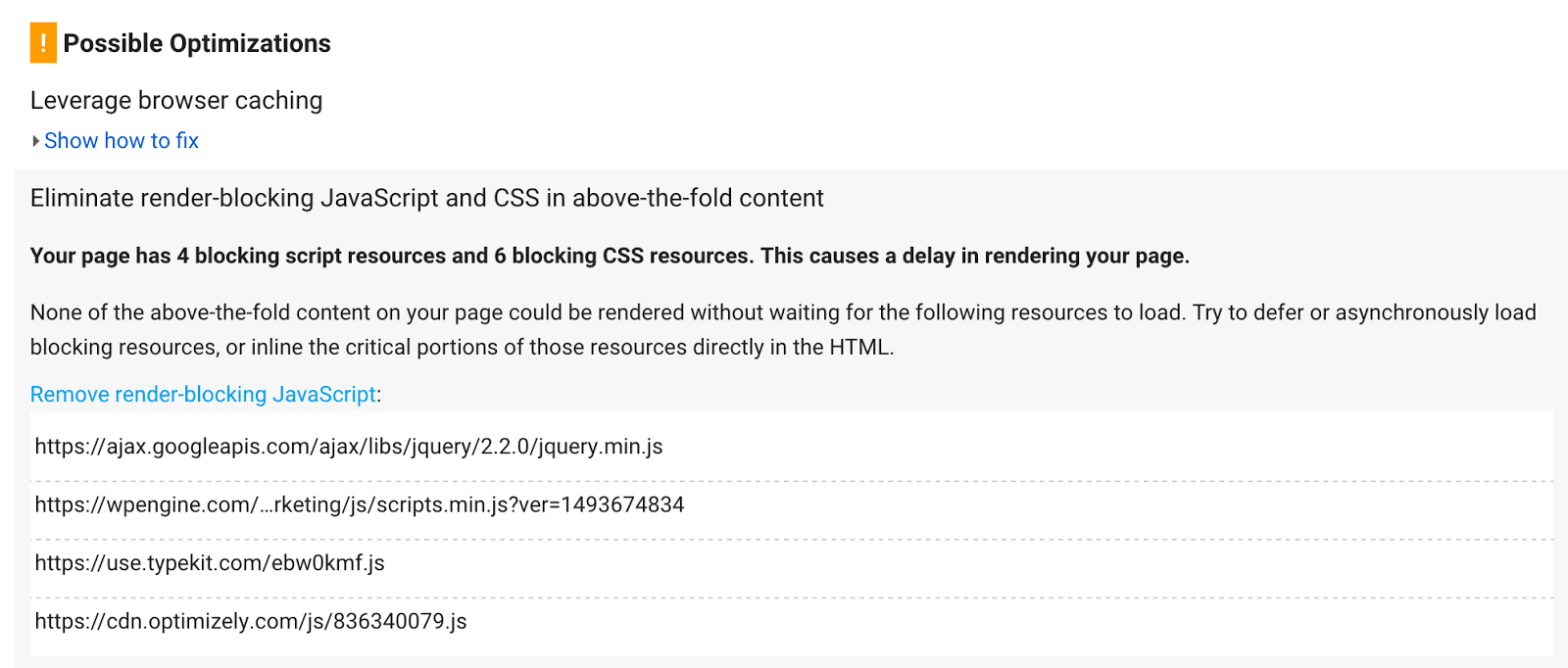 Page Speed Insights show CSS and Javascript Render Blocking