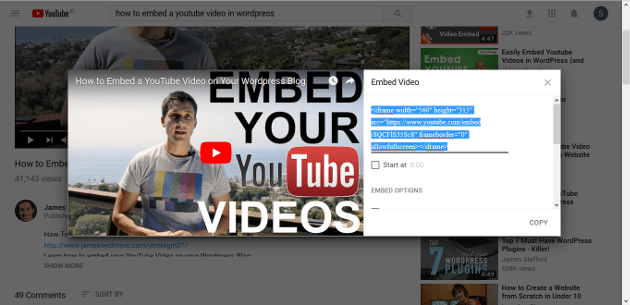 how to imbed a video on wordpress