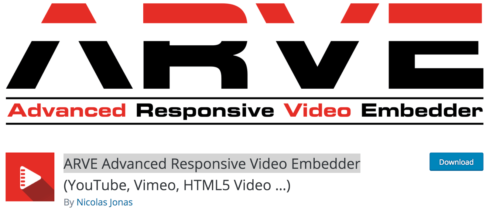 ARVE plugin to embed videos into wordpress