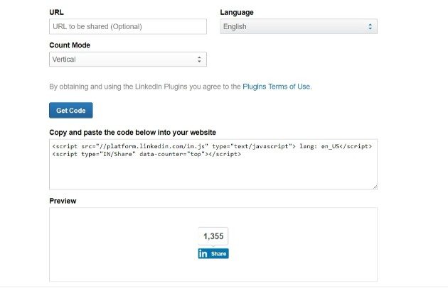 how to add linkedin share button to wordpress 