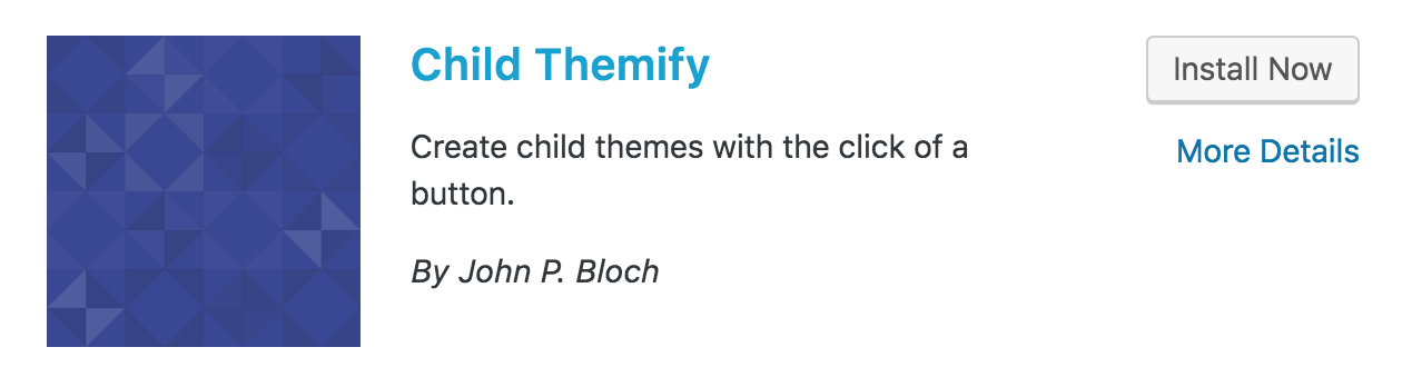 wordpress plugin for creating a child theme