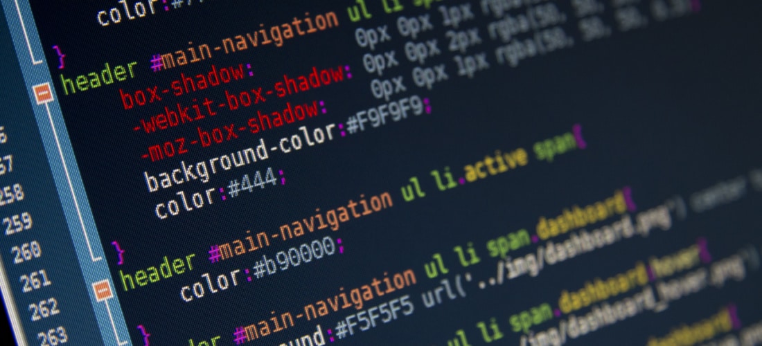 Display screen featuring CSS grid integrated with flexbox code
