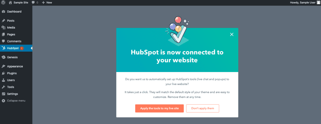 HubSpot’s All-in-One Marketing Plugin in WP Admin