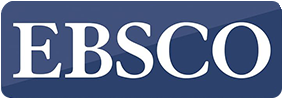 Ebsco logo: EBSCO is written in white serif font on top of a dark blue rectangle with rounded corners