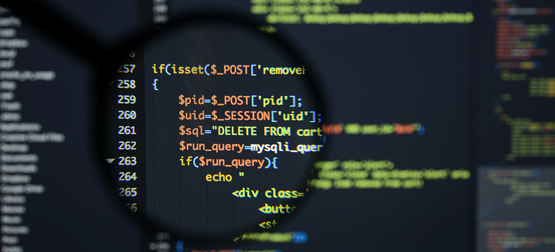 Examining PHP Framework vs WordPress Framework PHP: Which Suits My Website Better? Image illustrates a close-up view of PHP coding through a magnifying glass.
