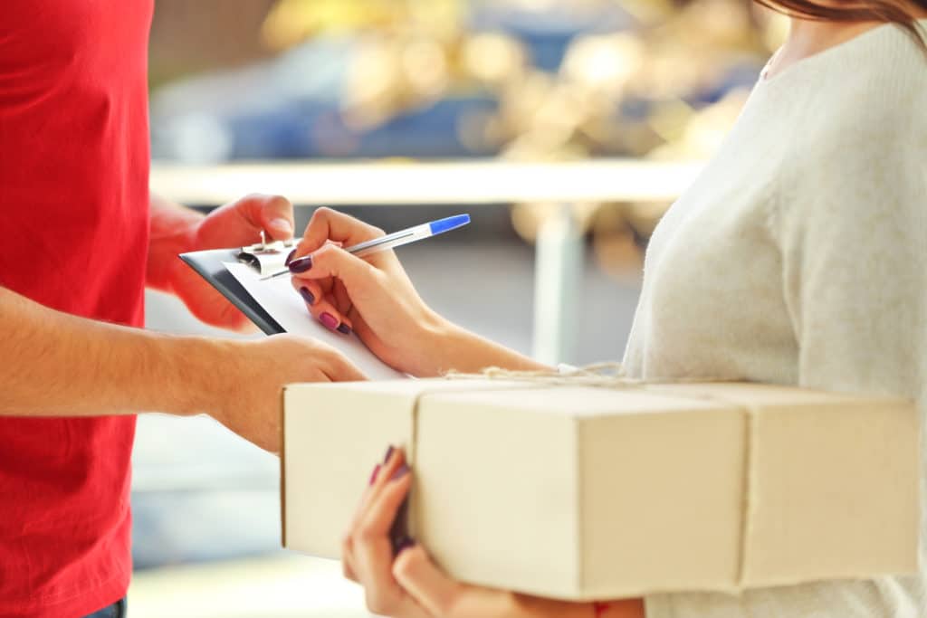 person signing for a delivery