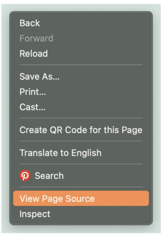 View page source