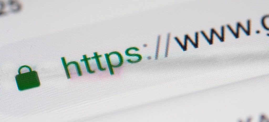Closeup on smartphone display screen with https and www url