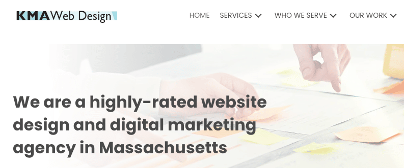 Screenshot from KMA Web Design website
