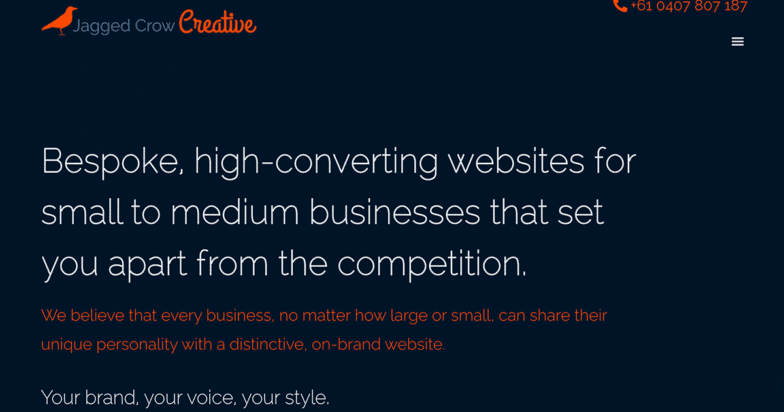 Screenshot from Jagged Crow website