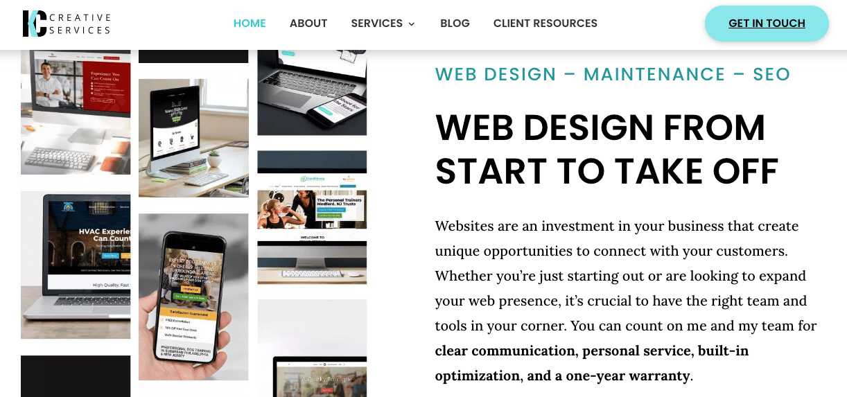 Screenshot from Kelly C Creative Services website