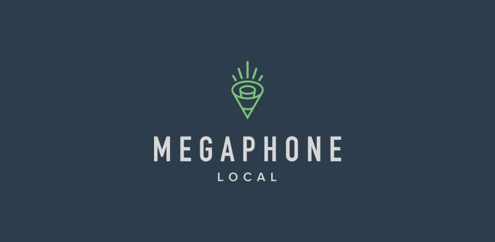 logo for a company called Megaphone in which the logomark is a simplified version of a megaphone