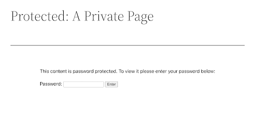 A password-protected page via WordPress 