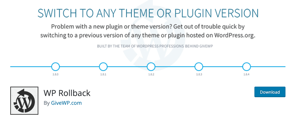 screenshot of WP Rollback plugin listing in the WordPress Plugin Directory