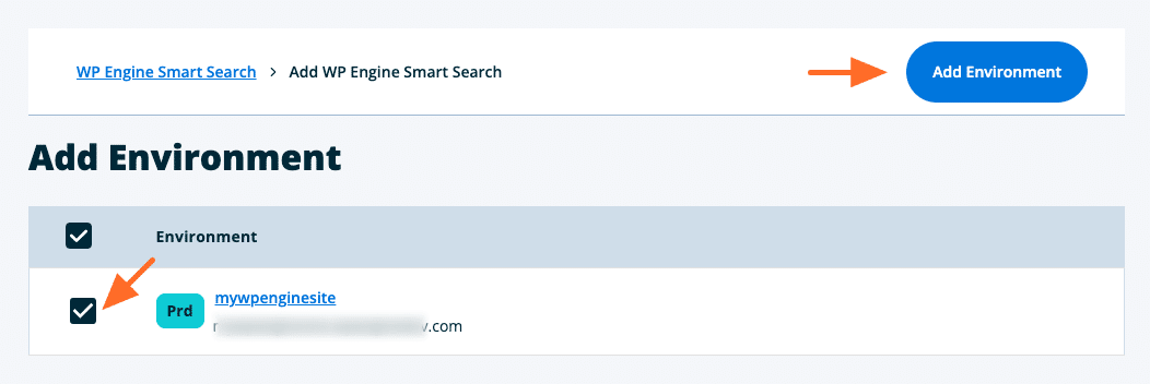 Add Environment checkbox and button