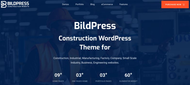 screenshot of the BildPress theme demo on themeforest