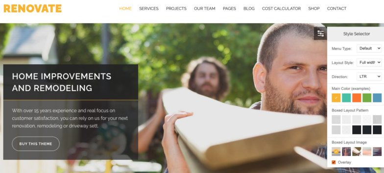 screenshot of the Renovate theme demo on themeforest