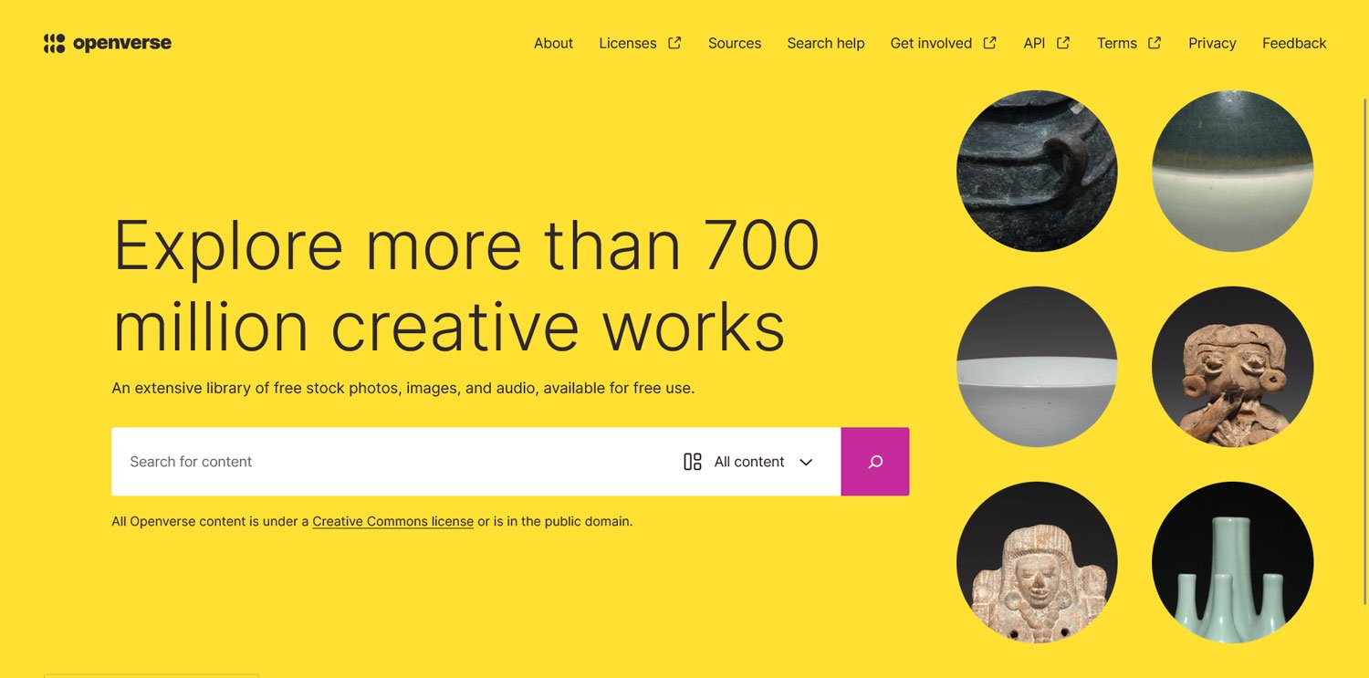 WordPress.org Openverse page