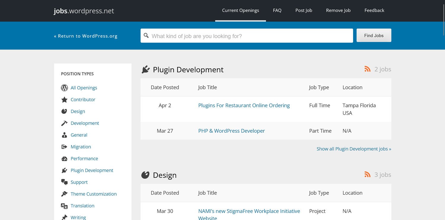 WordPress.org official Job Board