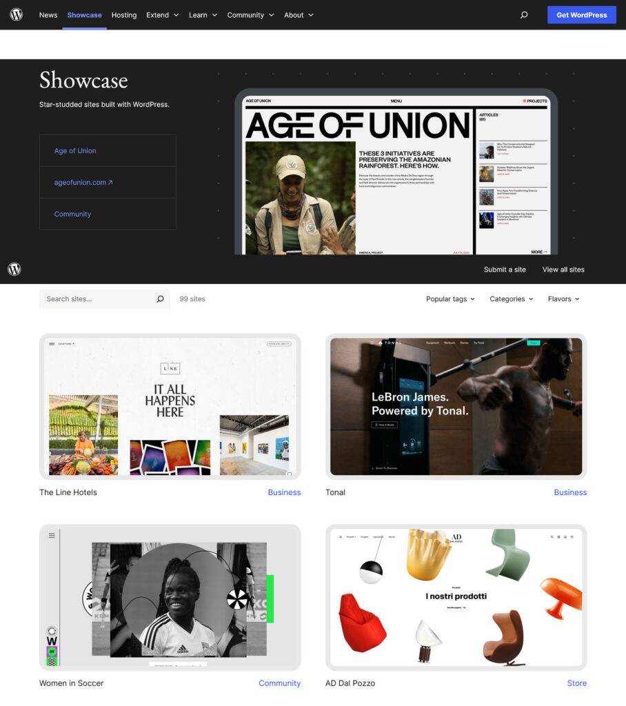 WordPress.org Showcase page
