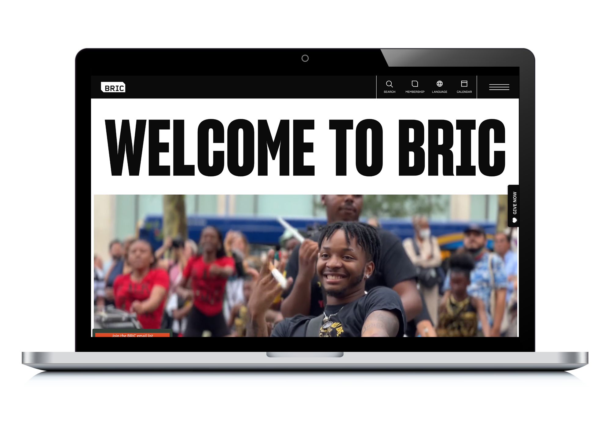 the BRIC home page displayed on a mac laptop