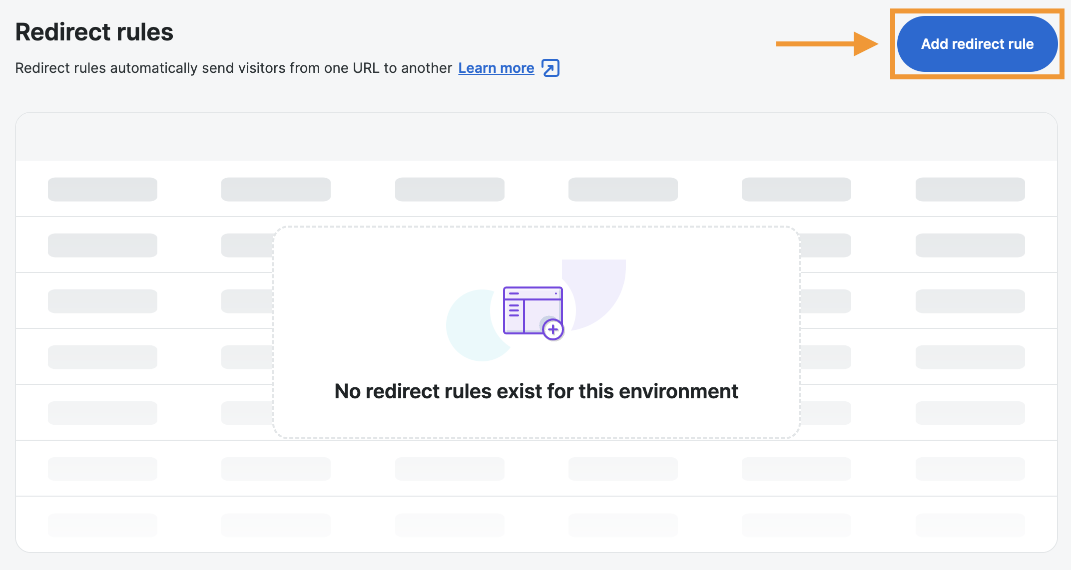 Screenshot of the WP Engine User Portal showing the Redirect Rules page and an Add Redirect Rule button on the right side.