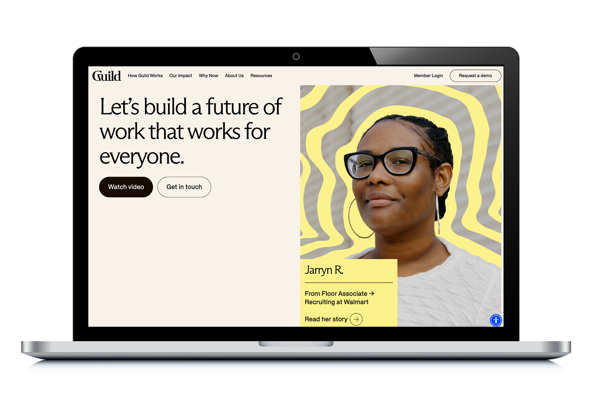 the Guild home page displayed on a mac laptop