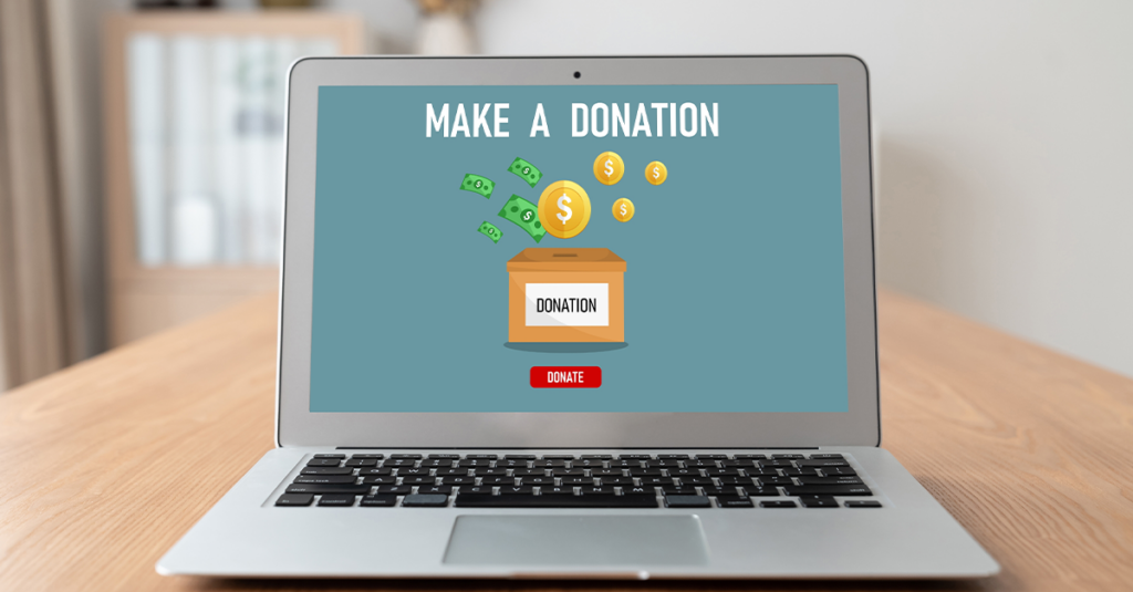 WooCommerce donation plugin benefits: donation website on a laptop