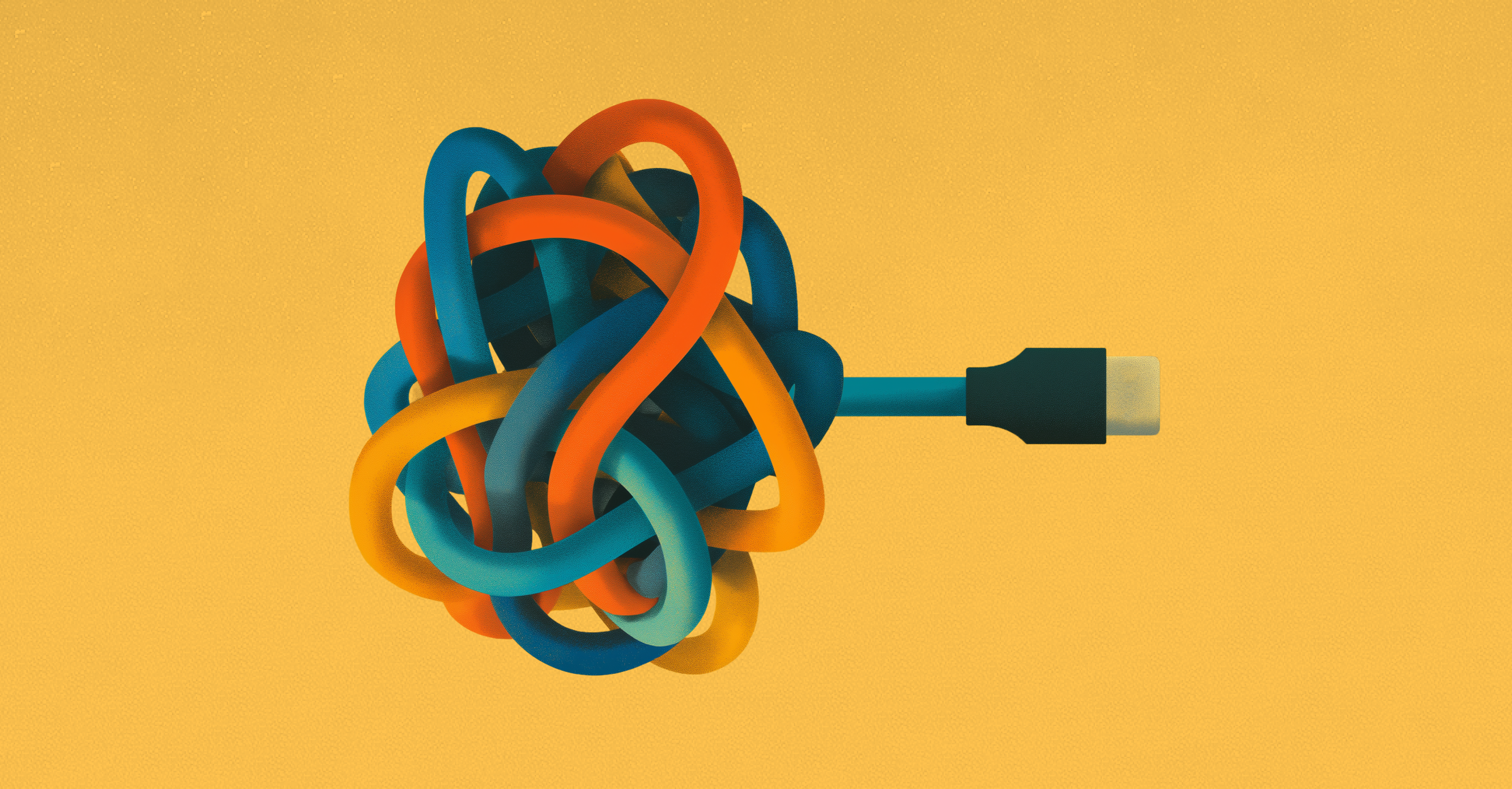An illustration of a tangle of cables.