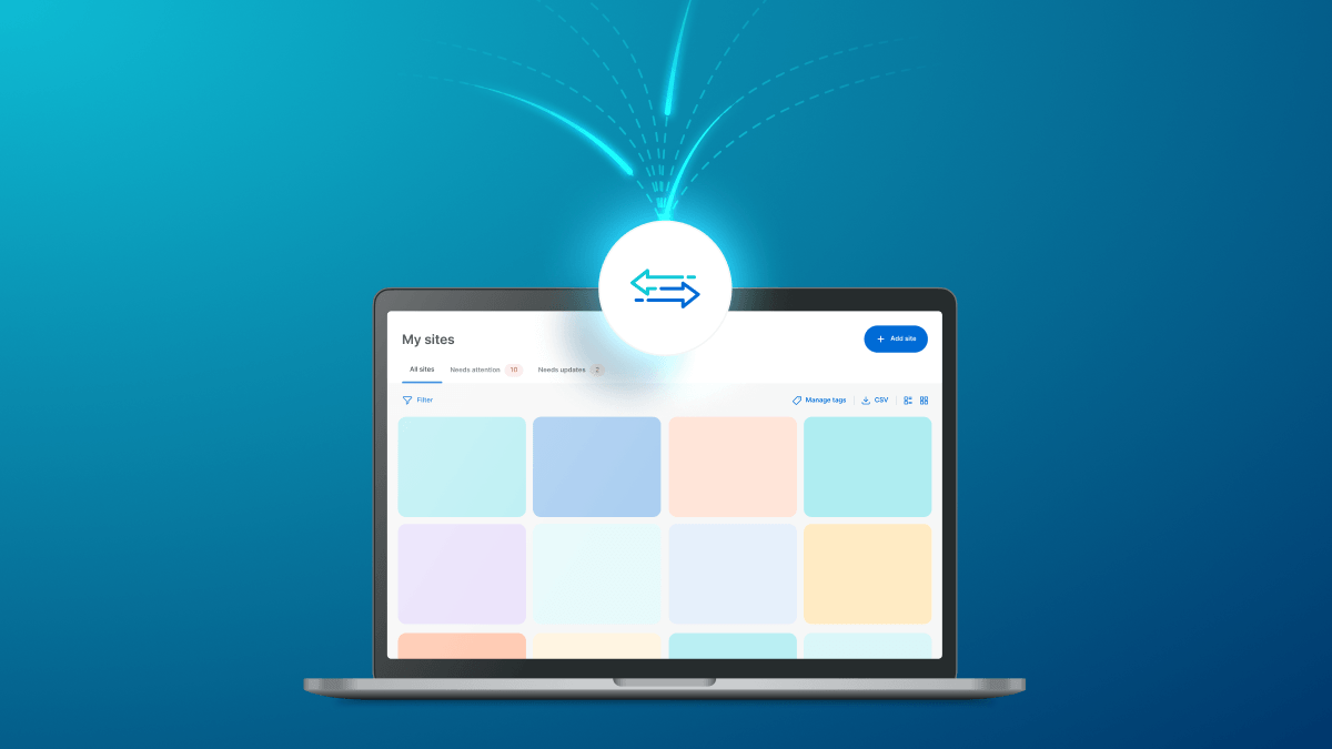 An image of a hosting dashboard and the article title: The Strategy Behind Migrating and Consolidating Client Sites to One Hosting Partner